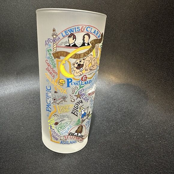 catstudio Oregon Map Souvenir Frosted Glass Tumbler 16 oz 2013 Collectors - Picture 2 of 8